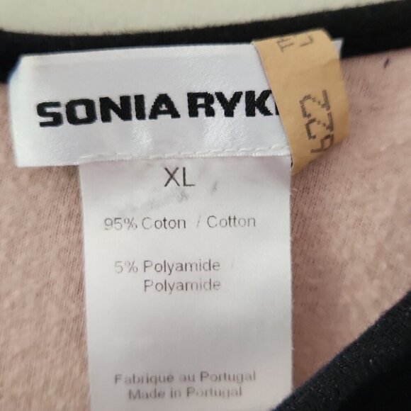 SONIA RYKIEL | Asymmetrical Tunic Striped Pink Black Sz XL - Picture 5 of 6